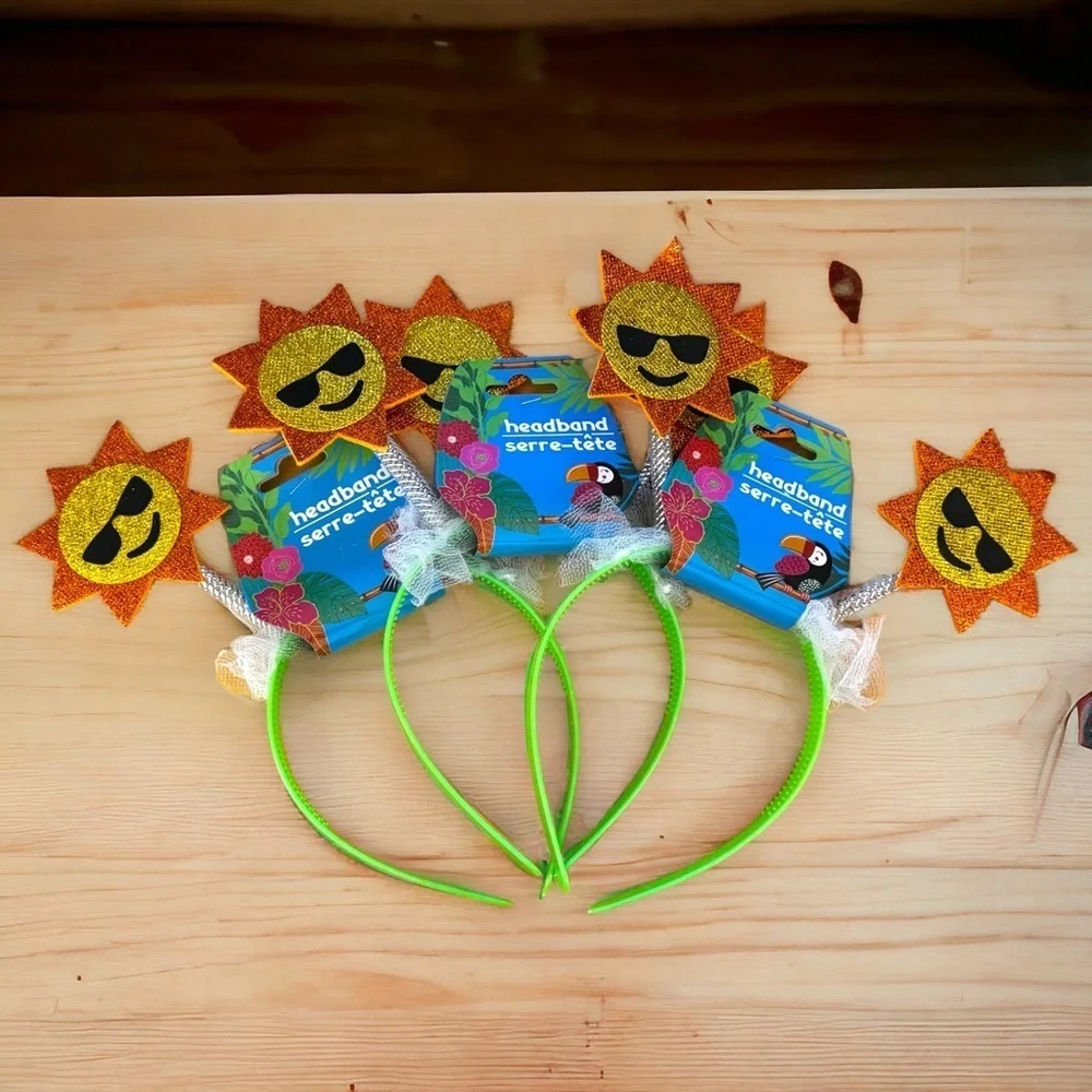 🌟 Brand New Sunshine Headband Trio - Fun & Sparkly! 🌟 Set of 3 NWT Headbands